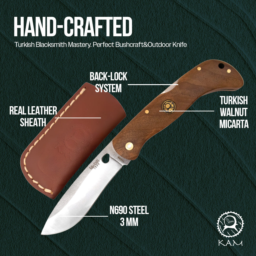 Kam Knife - TR99 - N690 Steel - Walnut Handle - Pocket Knife