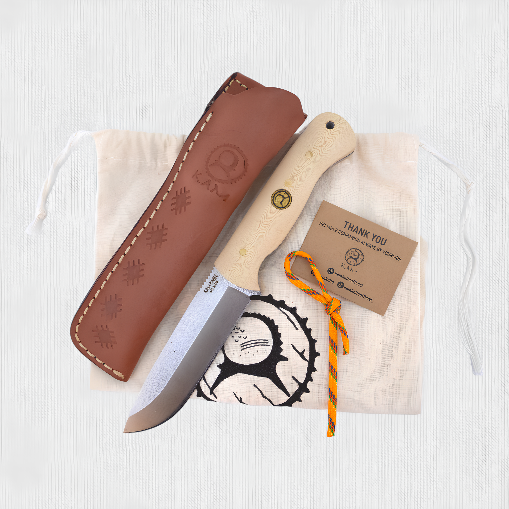 Kam Knife - A10 - N690 Steel - White Handle - Fixed Blade