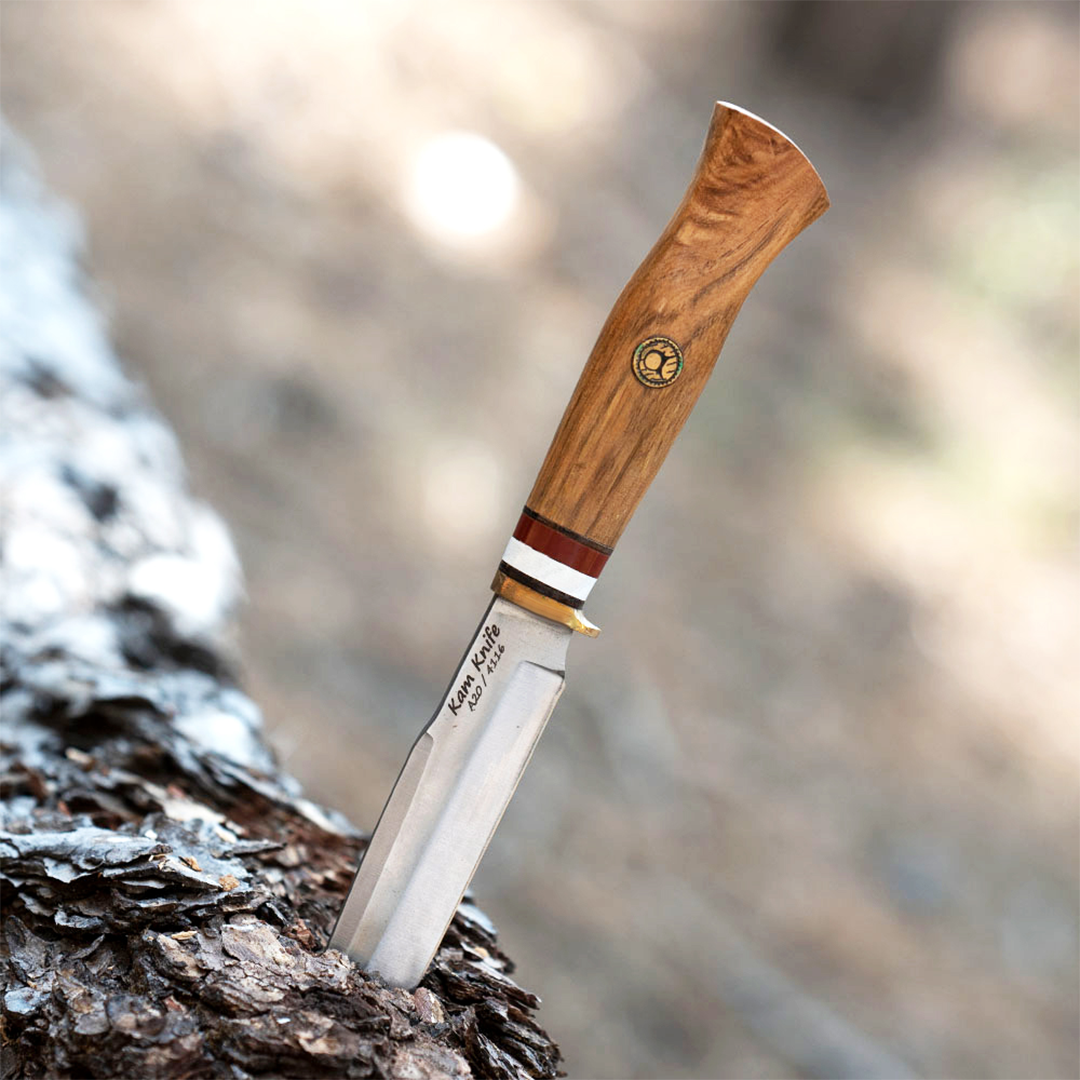 Kam Knife - Fixed-Blade Knife OUTOKUMPU  Stainless Steel 4116 with 5.11" Blade EDC Knife; Acacia Wood Handle Camping Knife; Large Hunting Knife Perfect for Outdoors and Hiking - Kam Knife US