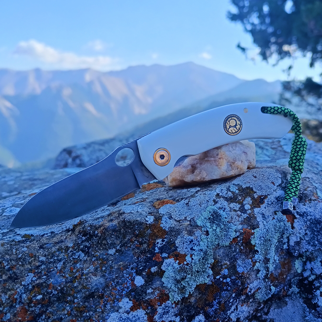 Kam Knife - Folding Knife Stainless Steel D2 with 3.14" Blade EDC Knife; White Handle Camping Knife; Small Hunting Knife Perfect for Outdoors and Hiking - Kam Knife US