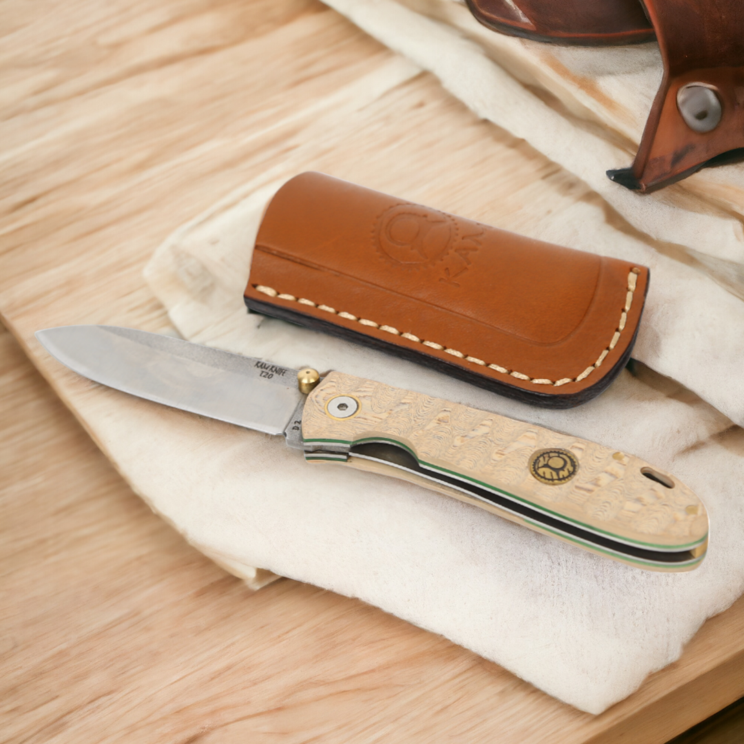 Kam Knife - T20 - D2  Steel - Oak Handle - Pocket Knife