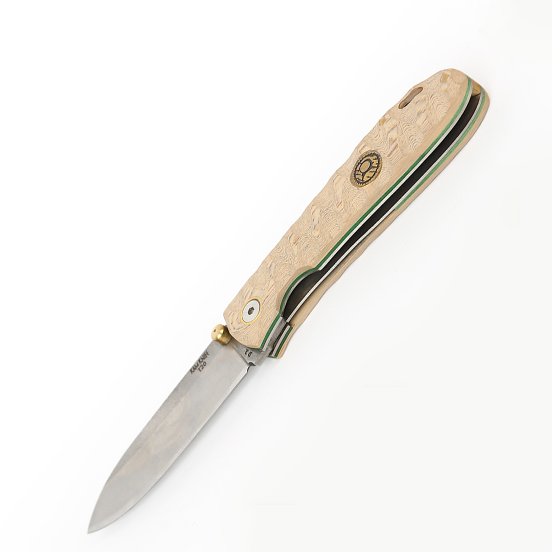 Kam Knife - Folding Knife BÖHLER Stainless Steel D2 Blade with 3.14" Blade EDC Knife; Oak Handle Camping Knife; Small Hunting Knife Perfect for Outdoors and Hiking - Kam Knife US