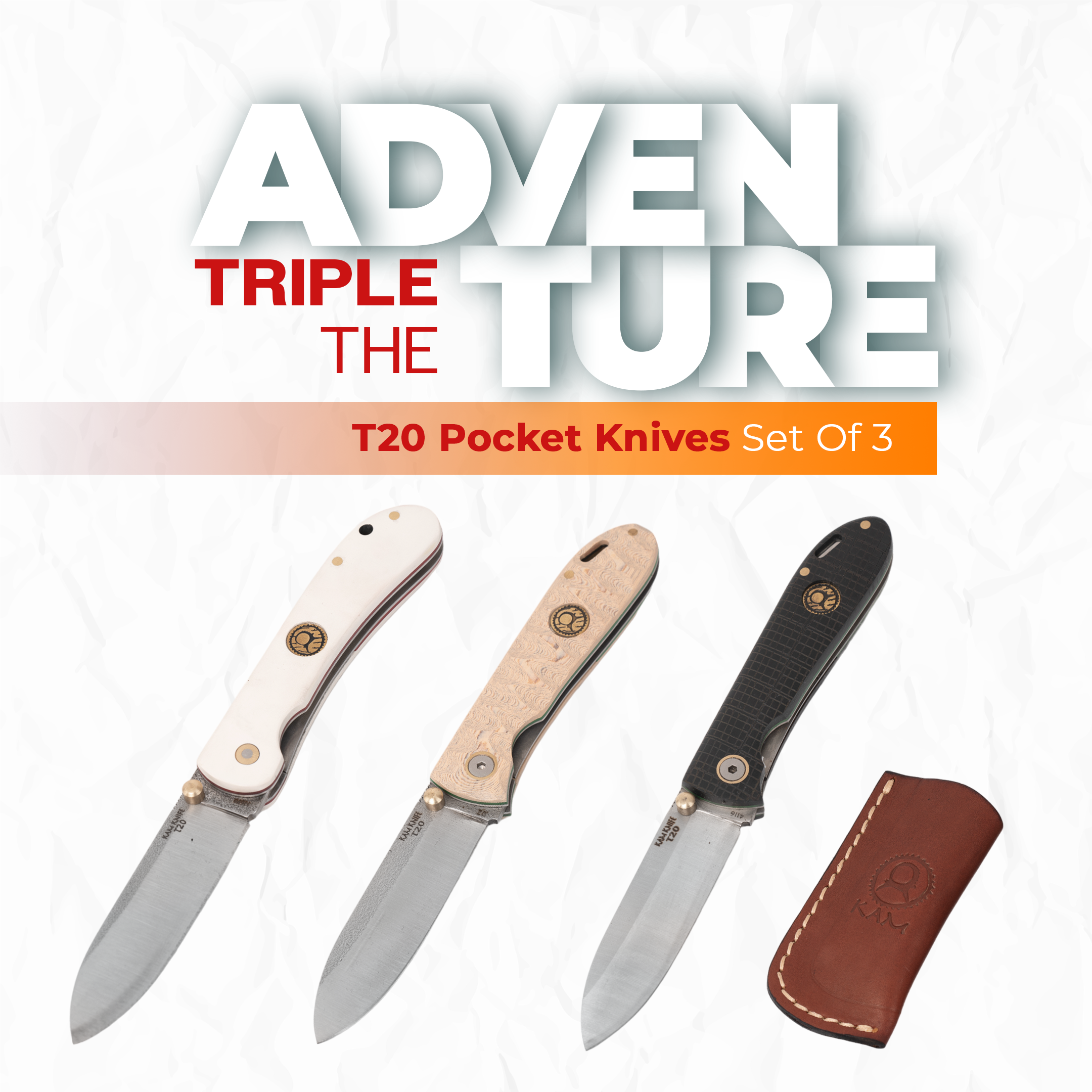 Kam Knife - T20 - 4116 Steel - N690 Steel - 4116 Steel -  Set of 3 - Pocket Knives