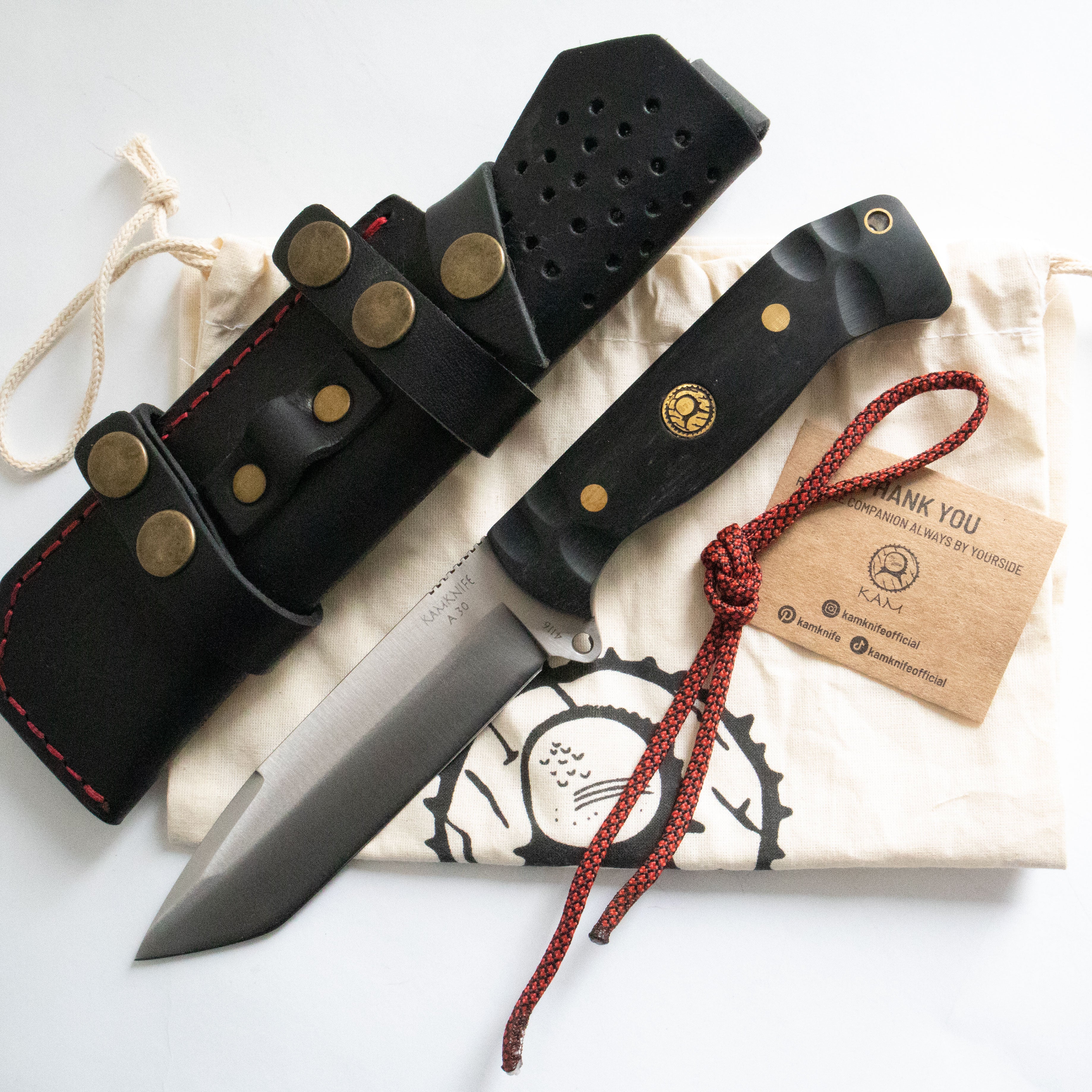 Kam Knife – A30 - 4116 Steel - Black Handle - Fixed Blade