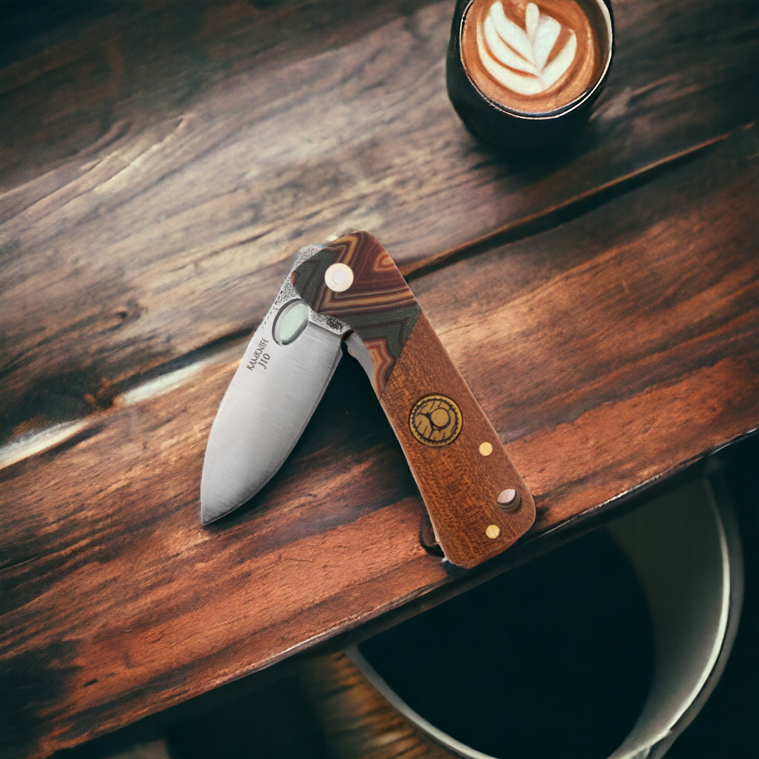 Kam Knife - J10 - D2 Steel - Maun Wood Handle - Pocket Knife