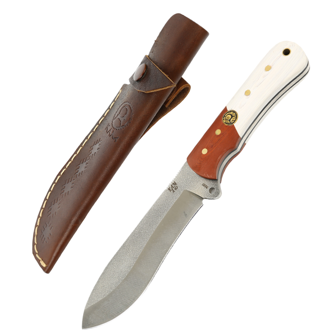 Kam Knife – Fixed Blade Knife BÖHLER Stainless Steel N690; Hunting Knife with 4.72" Blade; Ergonomic Wooden Handle Outdoor Knife; Survival Camping Knife; Perfect for Outdoors - Kam Knife US