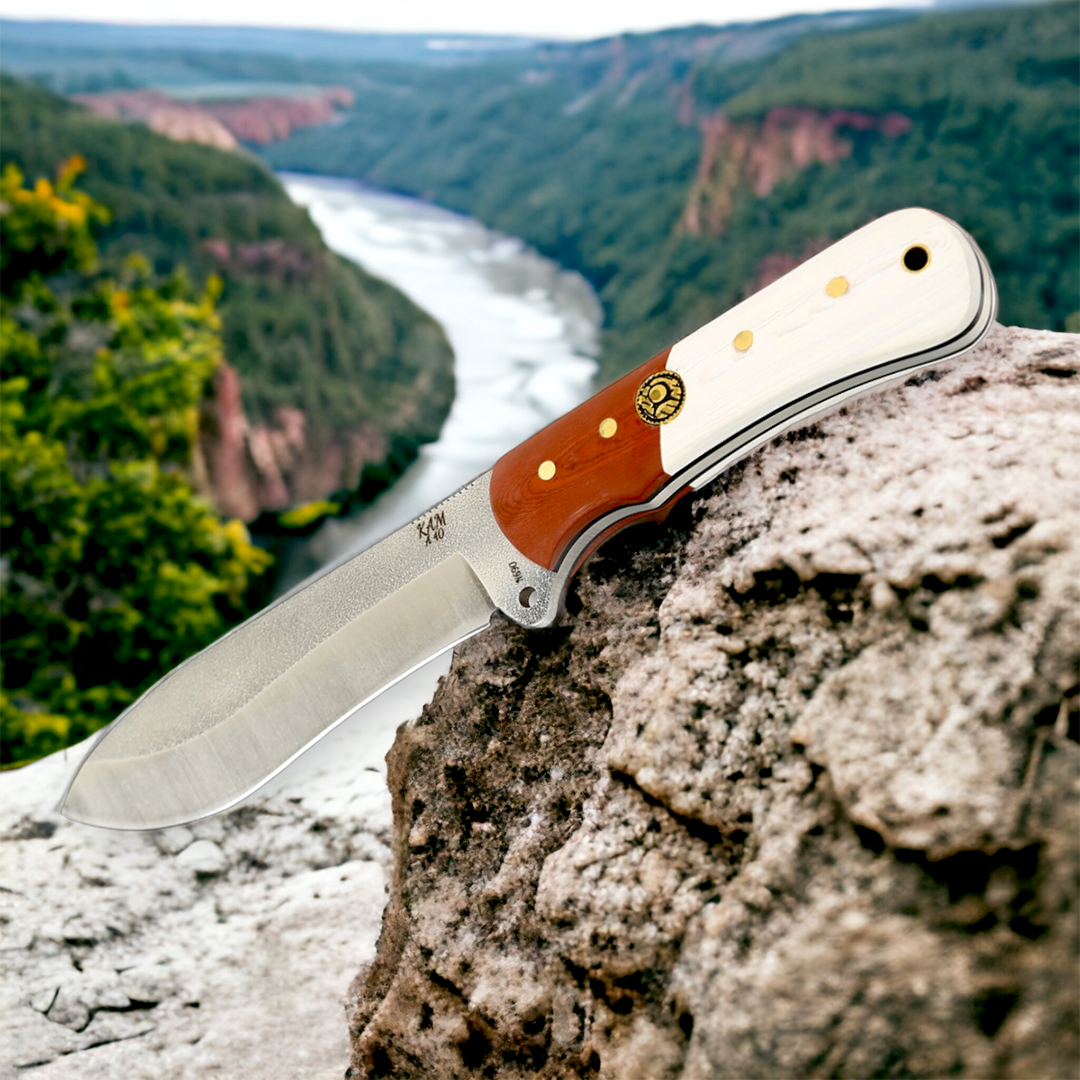 Kam Knife – Fixed Blade Knife BÖHLER Stainless Steel N690; Hunting Knife with 4.72" Blade; Ergonomic Wooden Handle Outdoor Knife; Survival Camping Knife; Perfect for Outdoors - Kam Knife US