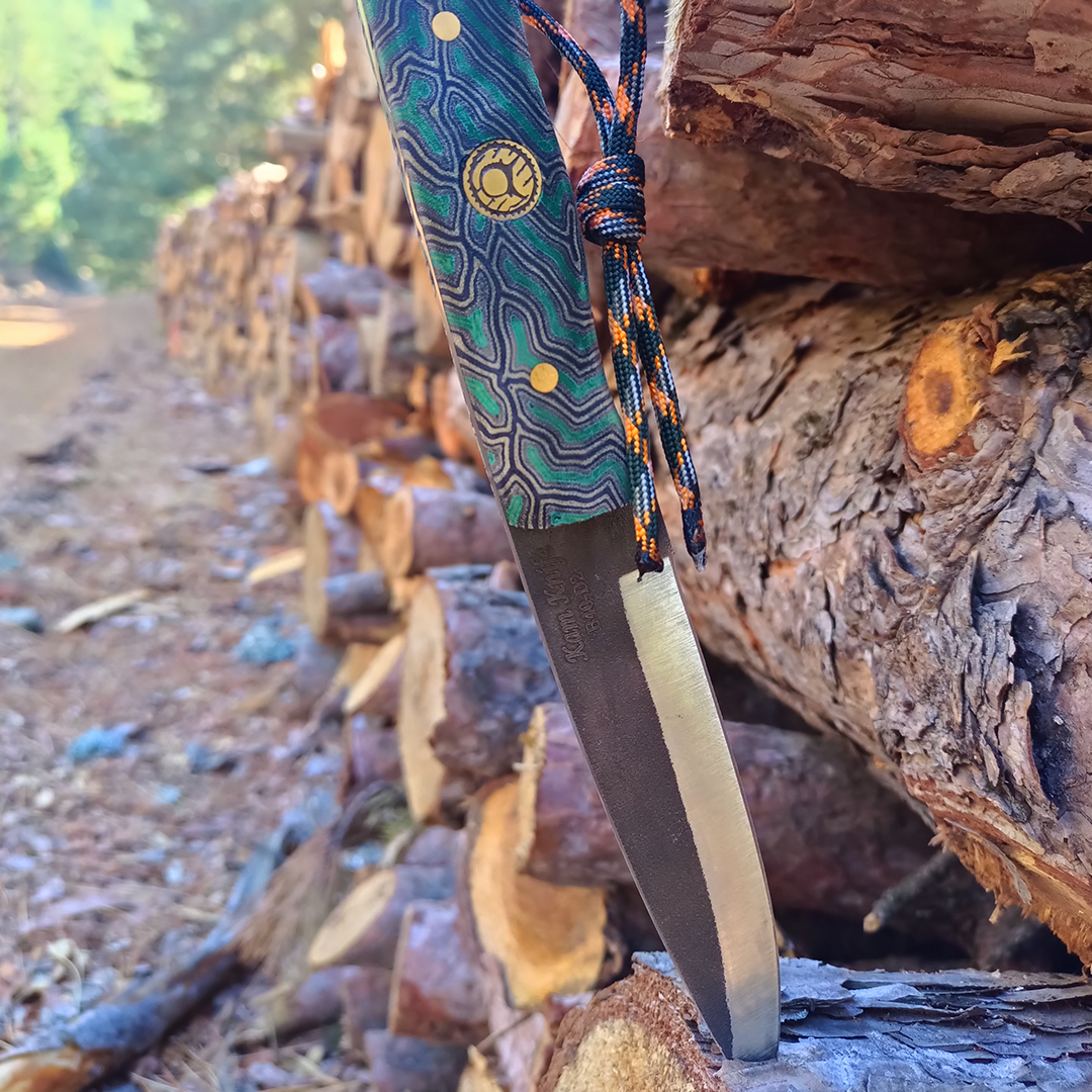 Kam Knife - Fixed-Blade BÖHLER Knife Stainless Steel D2 with 4.33" Blade EDC Knife; Micarta and Green Linen Handle Camping Knife; Large Hunting Knife Perfect for Outdoors and Hiking - Kam Knife US