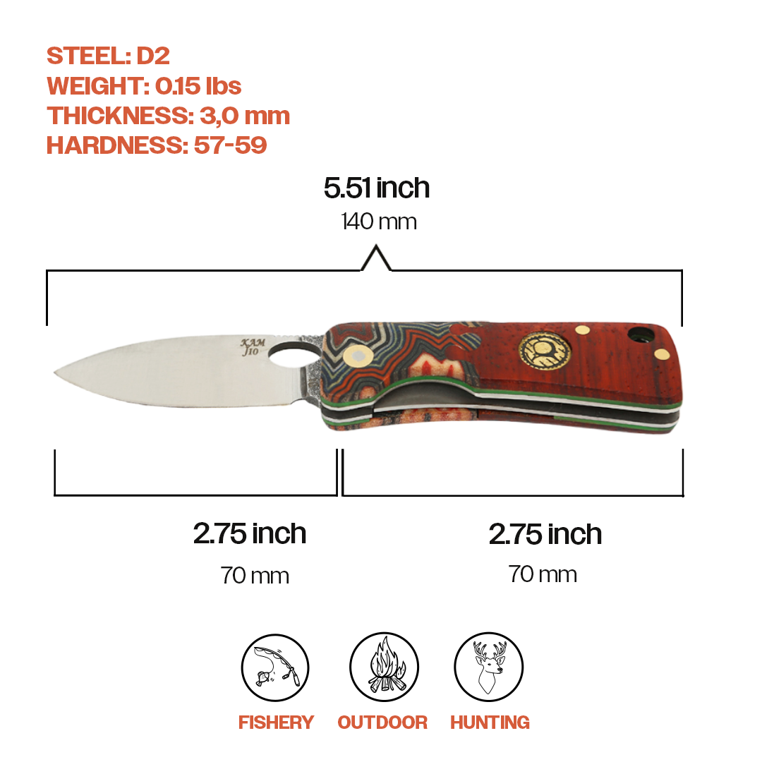 2.75 Closed Mini Folding Pocket Knife Red Wood Handle for
