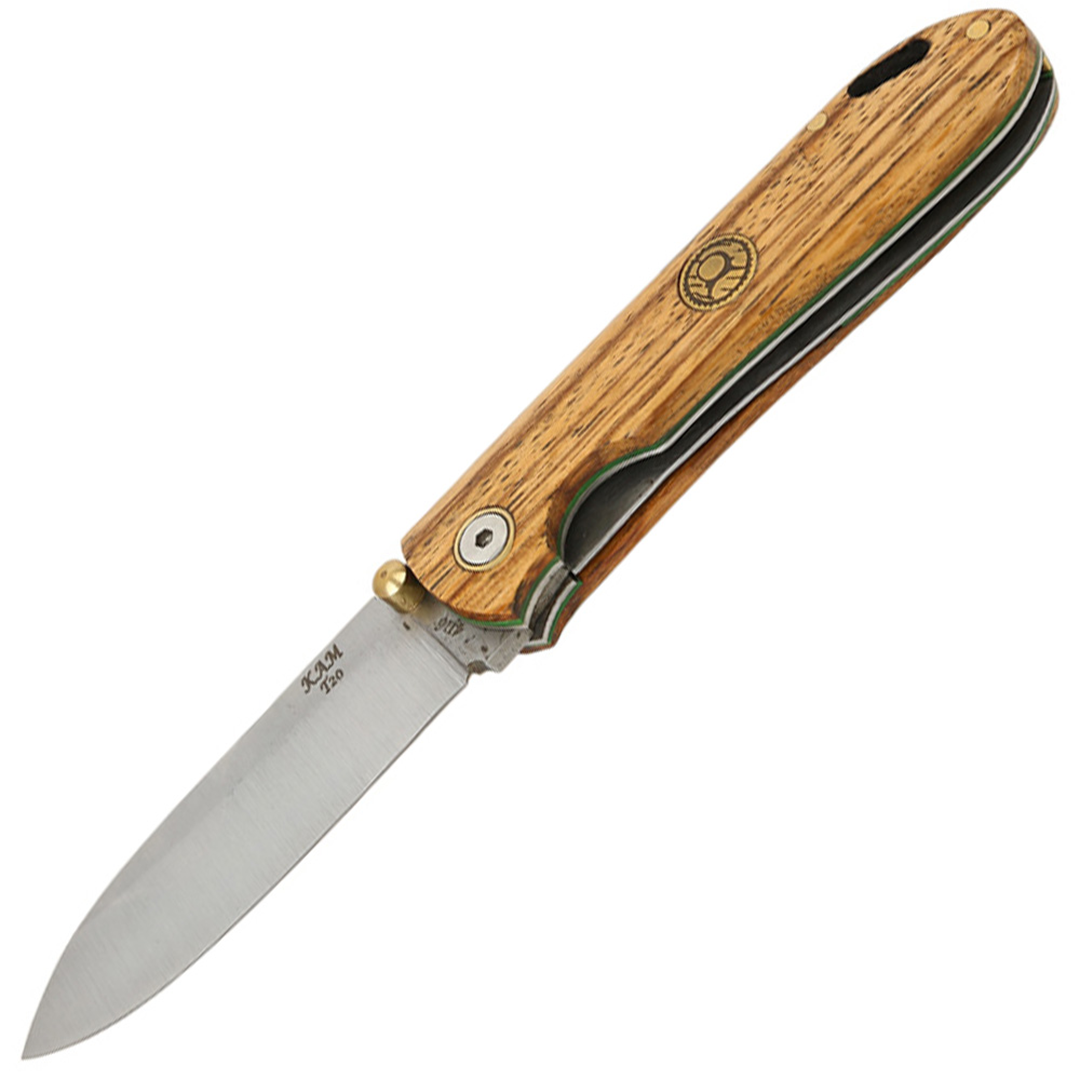 Kam Knife - Internal Locking Pocket Knife OUTOKUMPU Stainless Steel 4116 with 3.54" Blade EDC Knife; Zebrano Wood Handle Camping Knife; Small Hunting Knife Perfect for Outdoors and Hiking - Kam Knife US