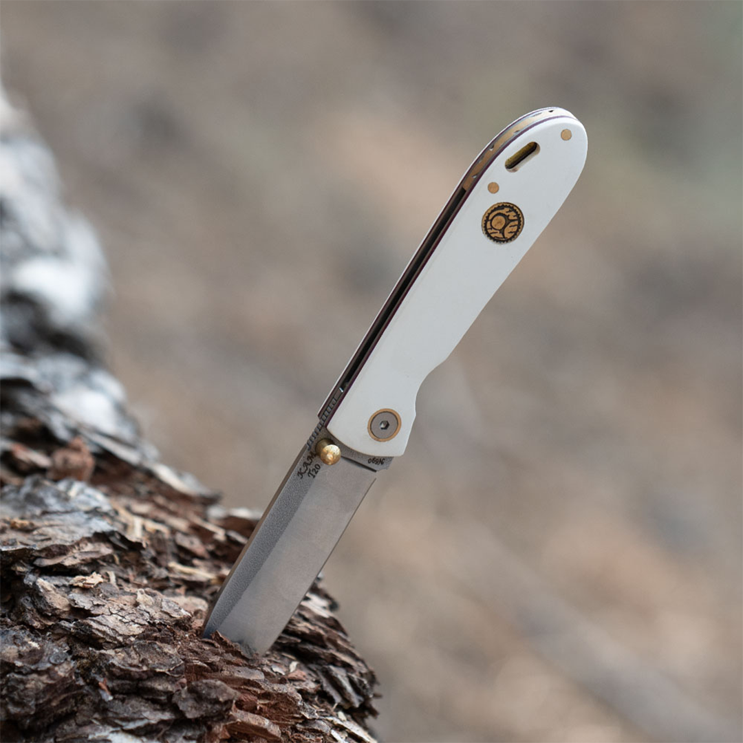 Kam Knife - Folding Knife BÖHLER Stainless Steel N690 with 3.14" Blade EDC Knife; White Handle Camping Knife; Small Hunting Knife Perfect for Outdoors and Hiking - Kam Knife US