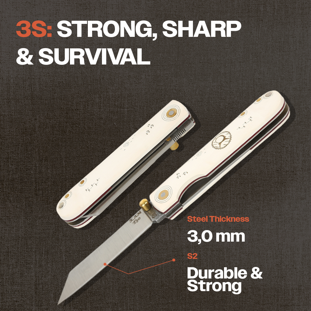 Kam Knife – Internal Lock Pocket Knife Survival EDC D2 Knife with 3.34