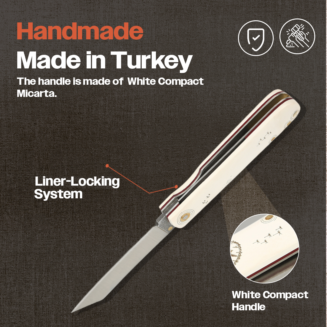 Kam Knife – T30 - D2 Steel - Katsu White Handle - Pocket Knife