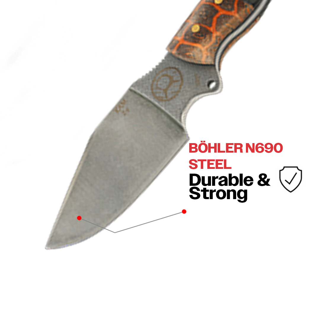 Kam Knife - Z9 - N690 Steel - Orange G Micarta Black Handle - Fixed Bl