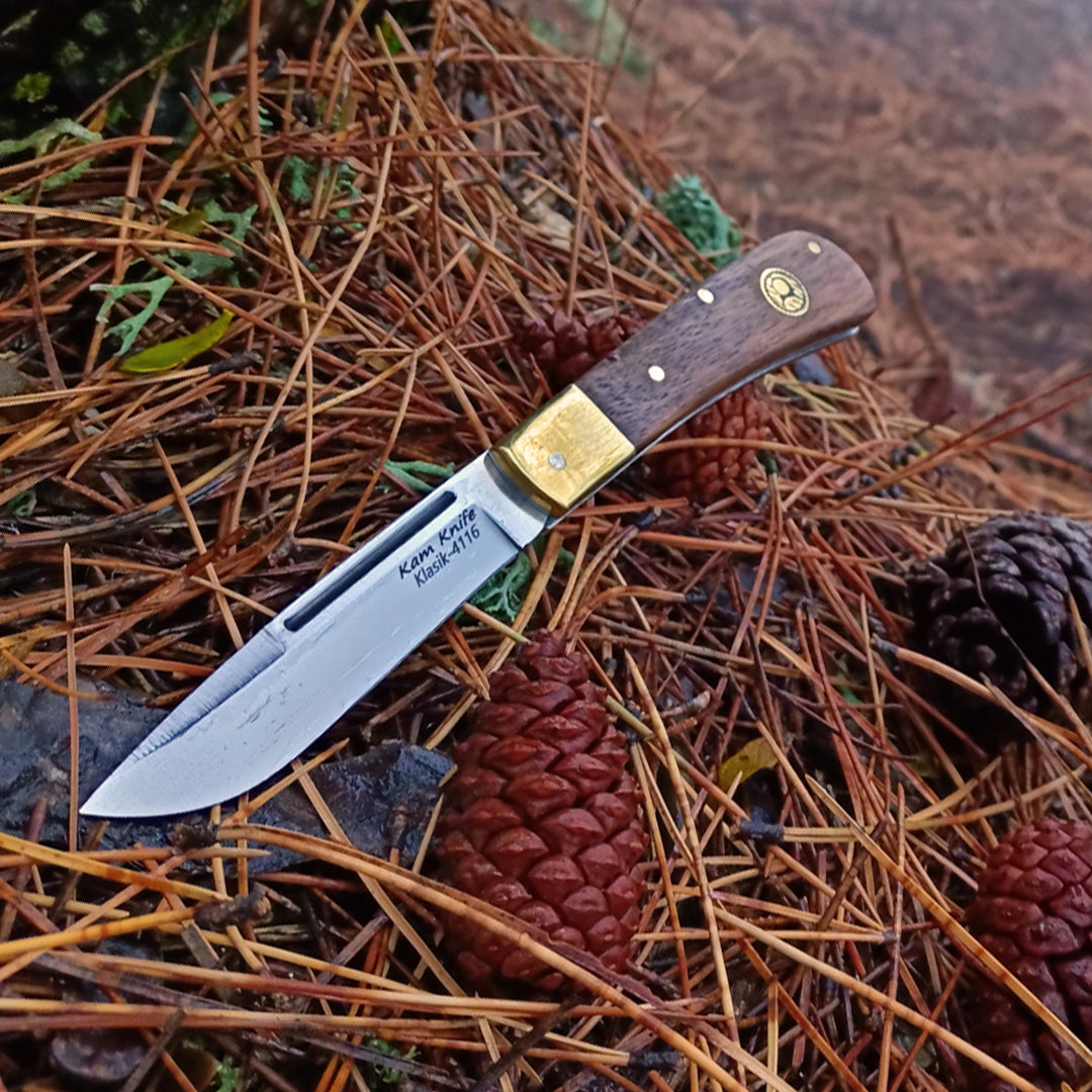 Kam Knife - Pocket Knife OUTOKUMPU Stainless Steel 4116 with 3.54" Blade EDC Knife; Bocote Handle Camping Knife; Small Hunting Knife Perfect for Outdoors and Hiking - Kam Knife US